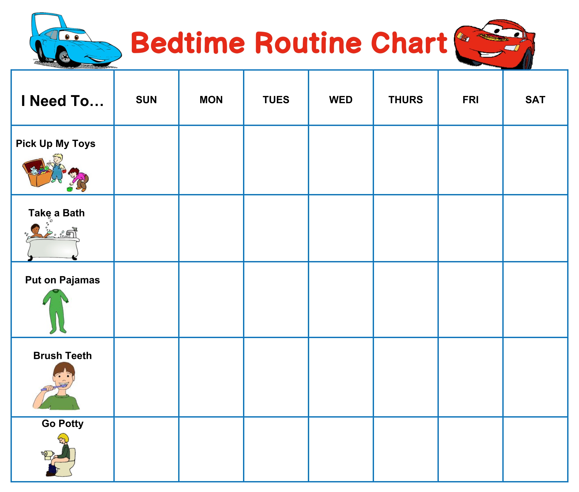 Free Printable Bedtime Chart