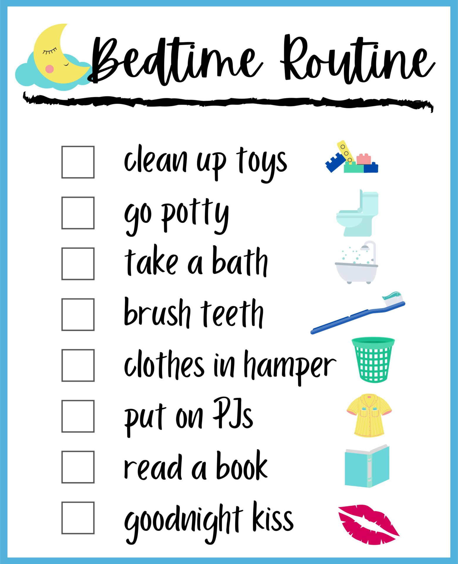 10 Best Kids Bedtime Routine Chart Printable PDF For Free At Printablee