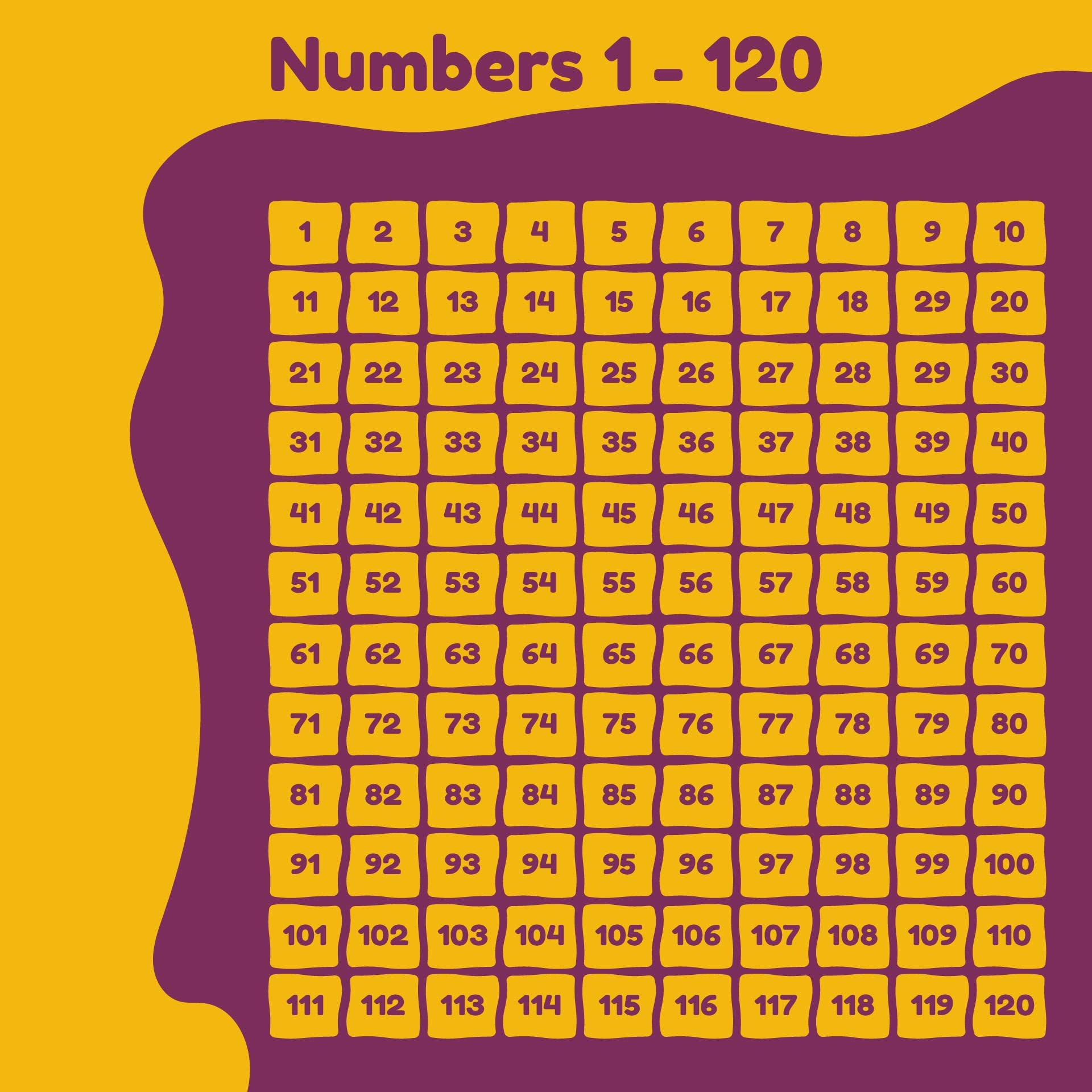 Printable 120 Number Grid