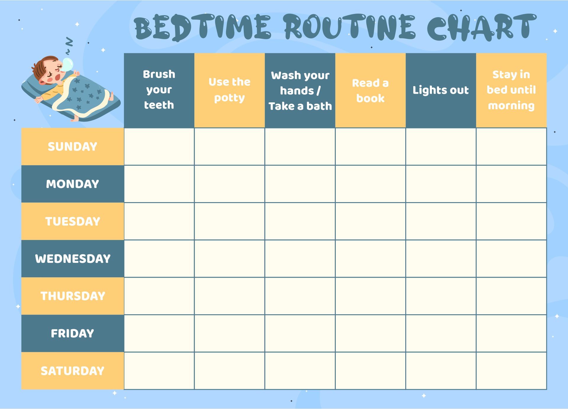 Free Printable Daily Routine Charts For Toddlers