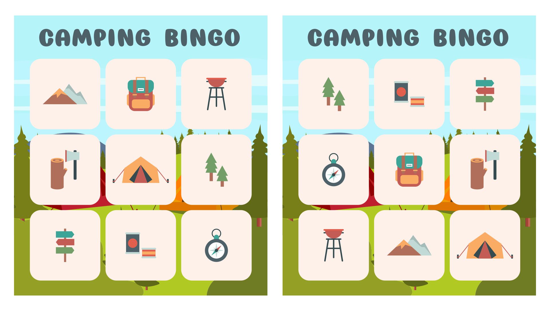 Camping Bingo Card  Printables
