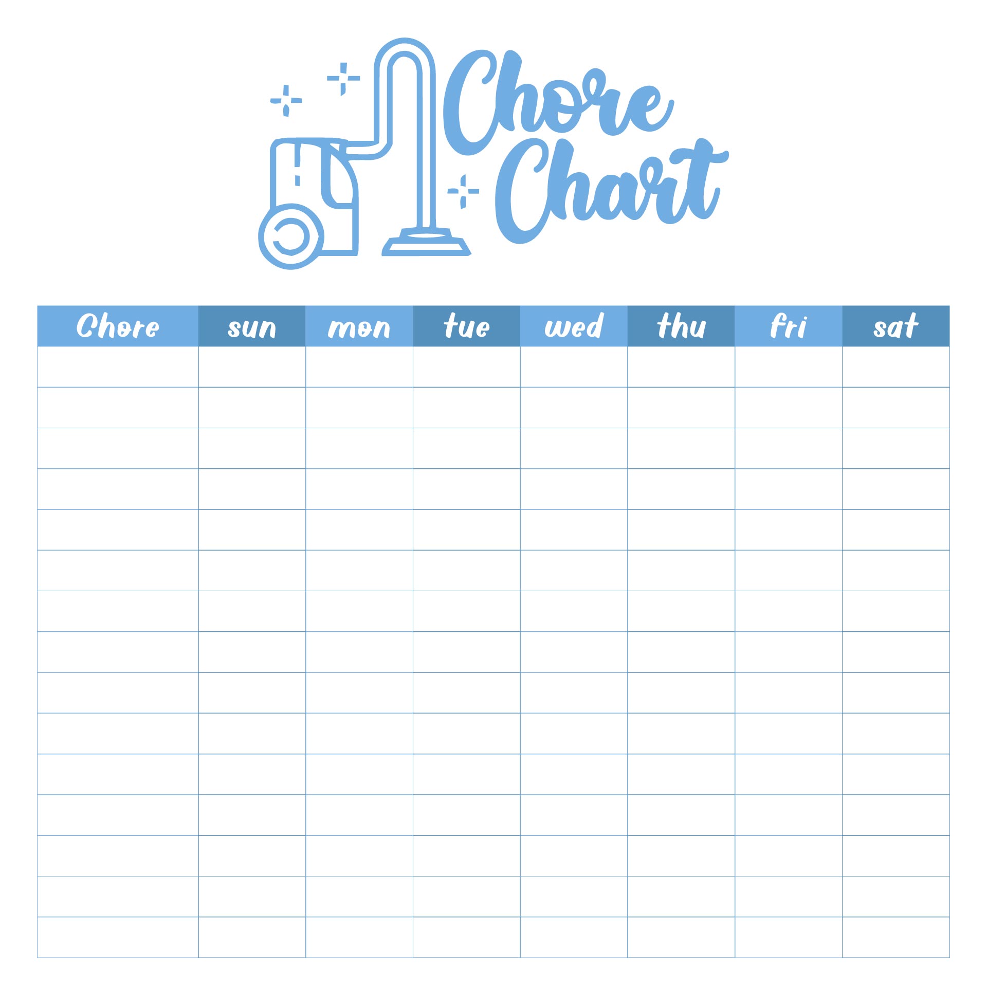Monthly Chore Chart Printable Templates
