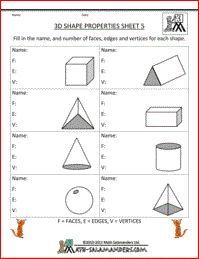 3D Shape Properties Worksheet