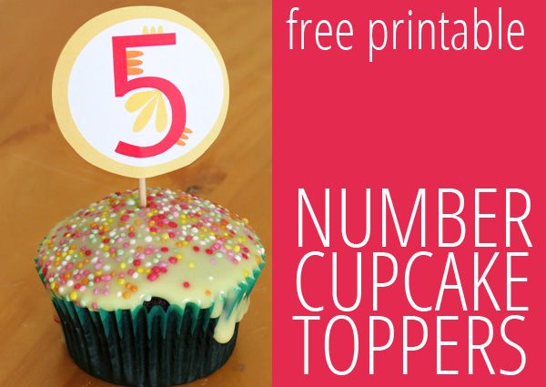 5 Birthday Cupcake Toppers Printable