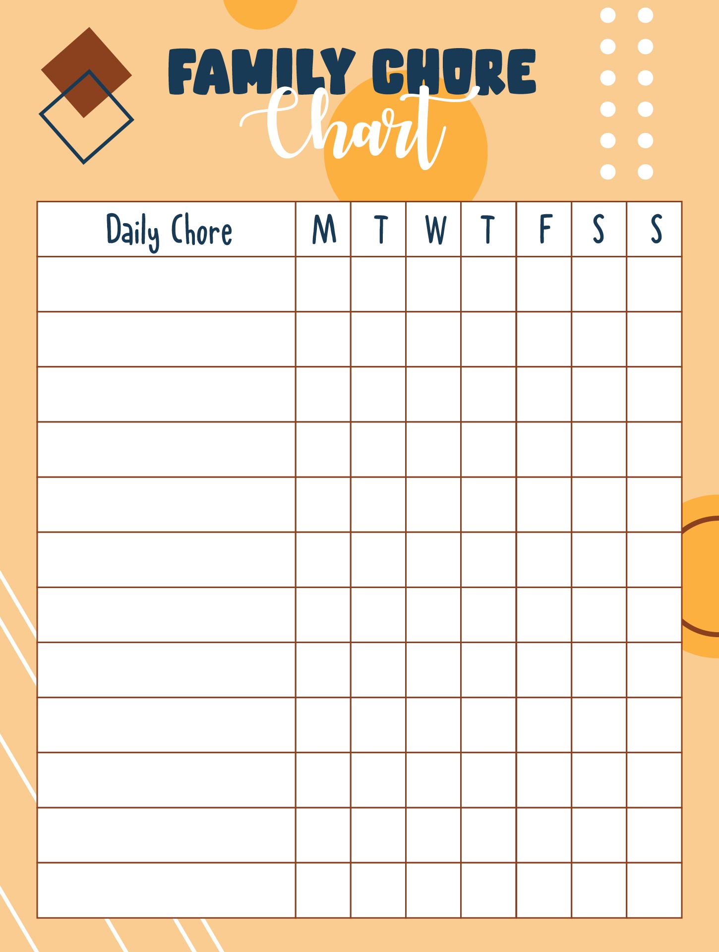 Large Family Chore Chart Printable