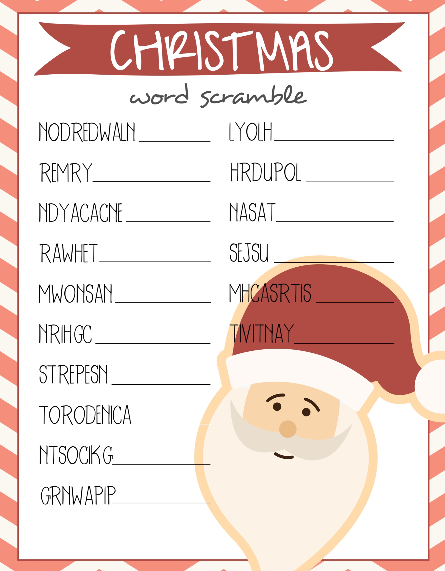 10 Best Christmas Word Scramble Printable PDF For Free At Printablee