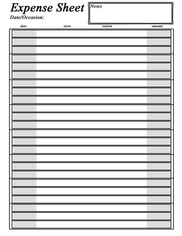 Printable Expense Sheet