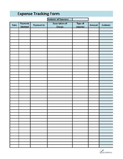 Printable Expense Tracking Sheets