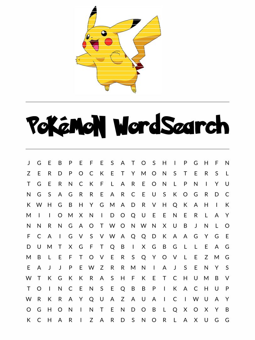 10 Best Pokemon Word Search Puzzles Printable PDF For Free At Printablee