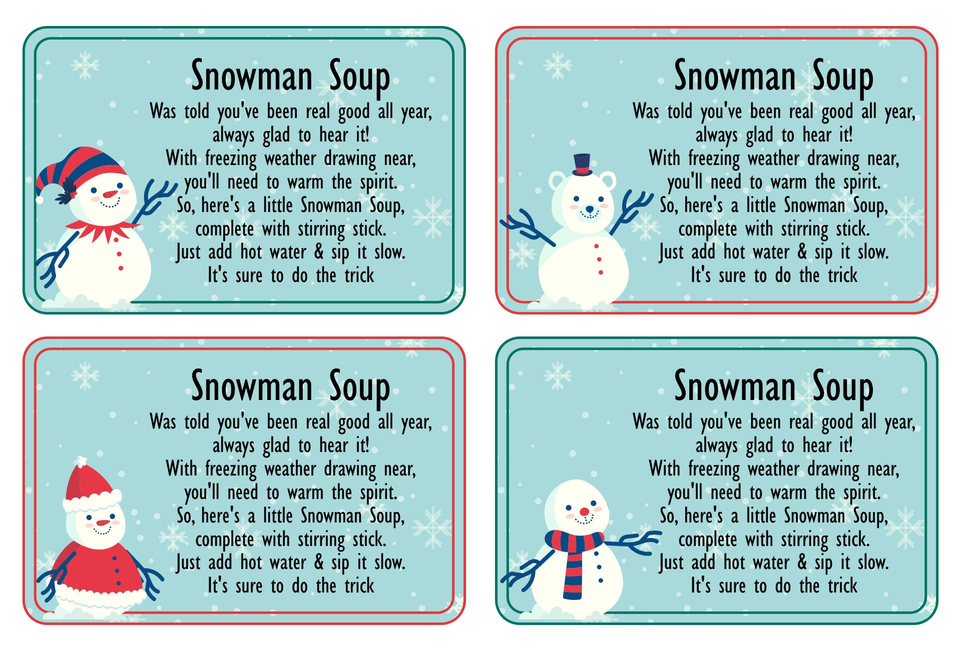 Template Free Printable Snowman Soup Labels