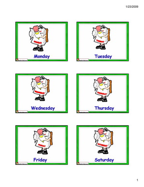 Spanish Days of the Week Flash Cards Printable