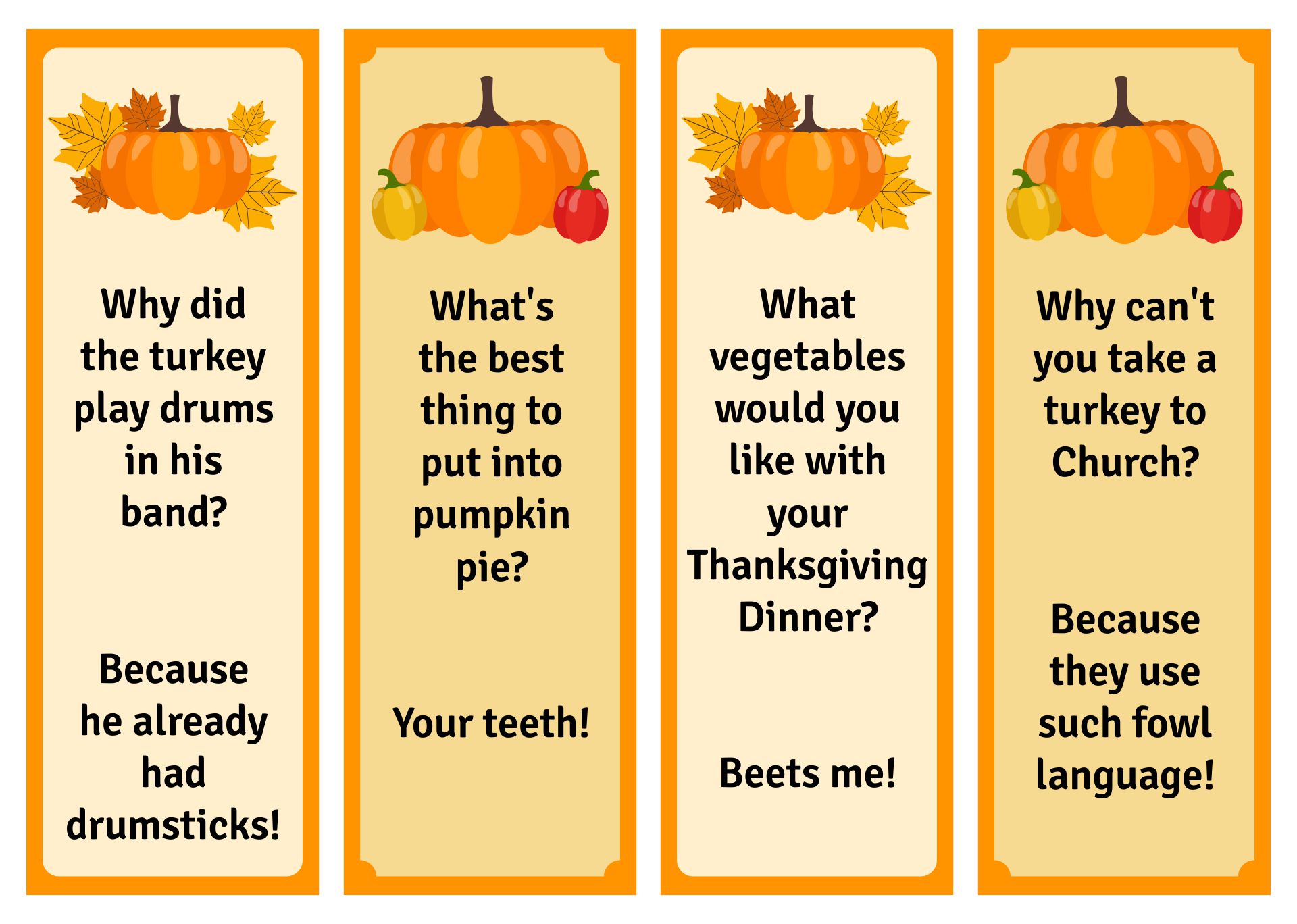 Pumpkin Bookmarks That Are Printable