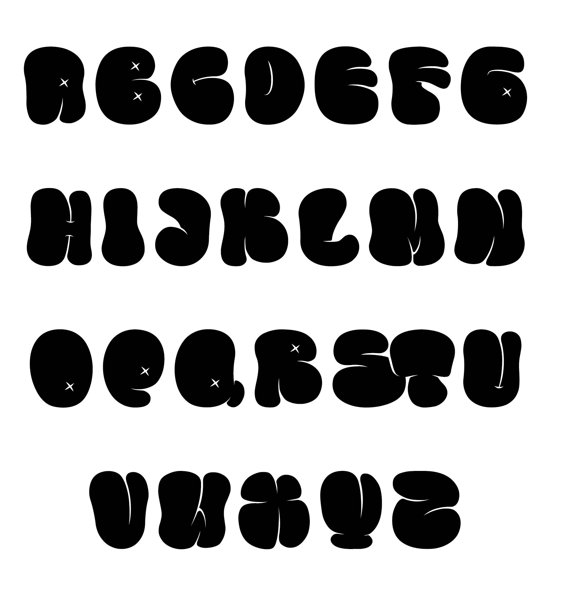 Bubble Letters Alphabet With Designs