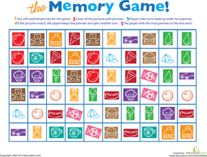 Memory Game Printable Worksheets