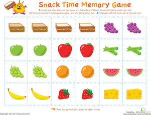 Memory Game Printable Worksheets