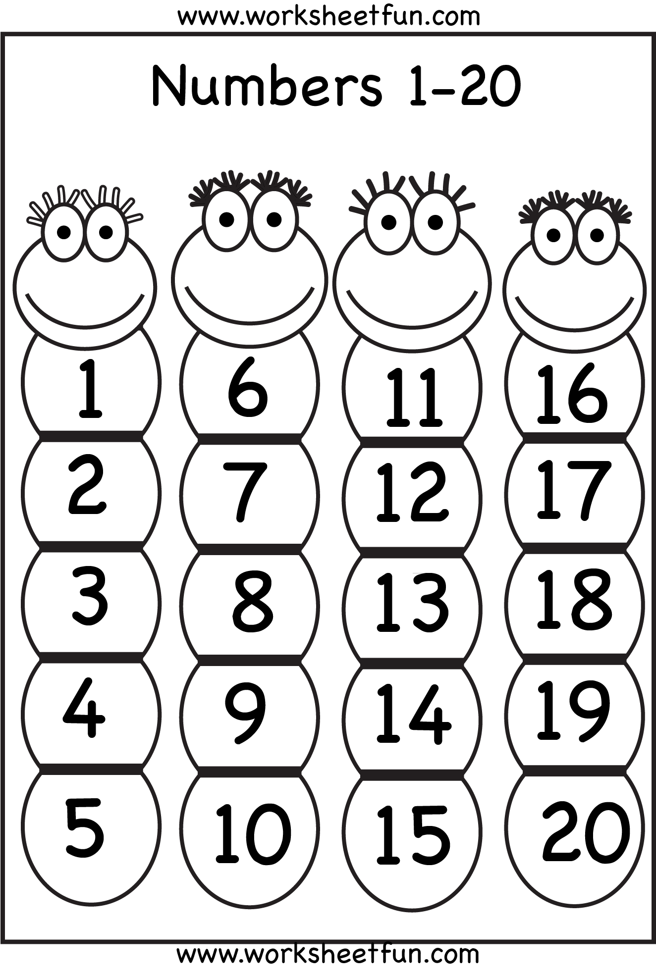 Numbers 1 20 Printable Worksheets