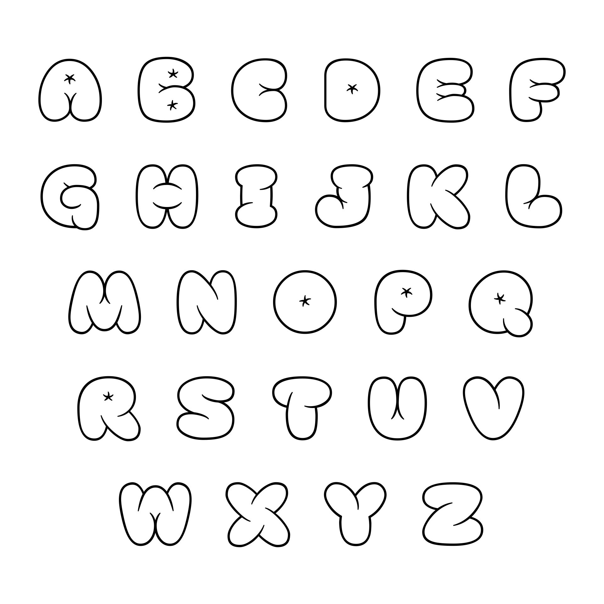 printable bubble letters font