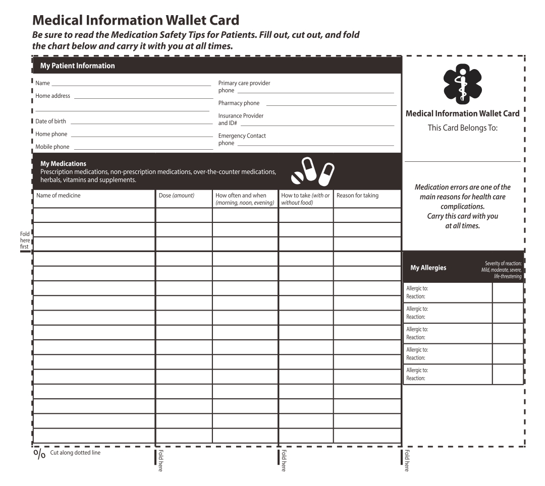 Free Medication Cards Printable Credit Card Size Template