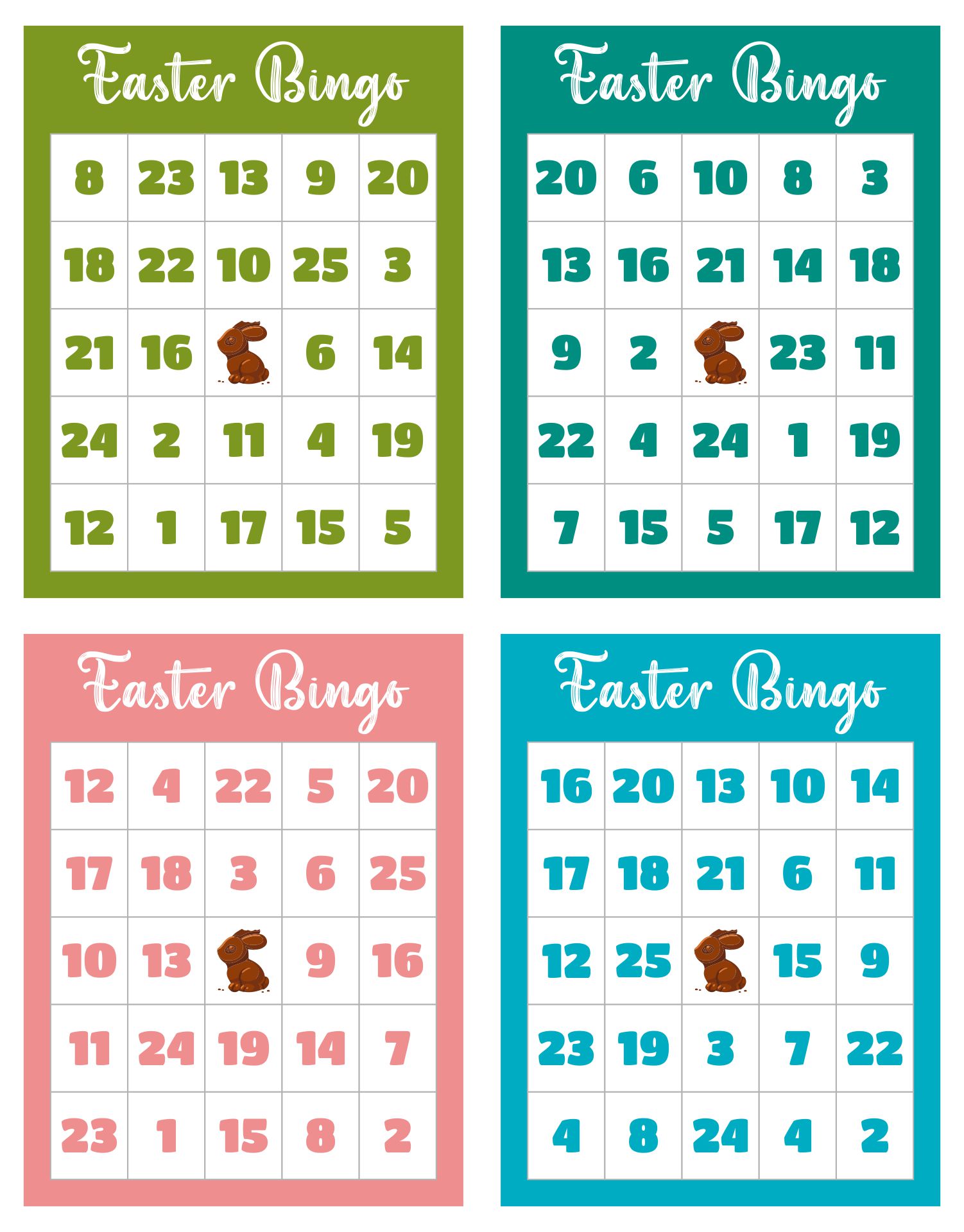 Printable Easter Bingo Number