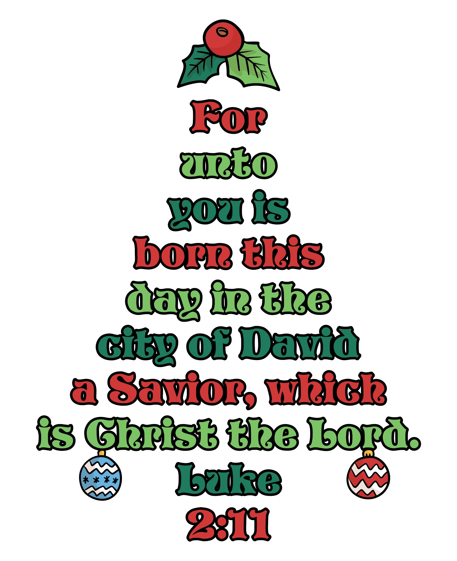 Merry Christmas Tree Clip Art  Printable