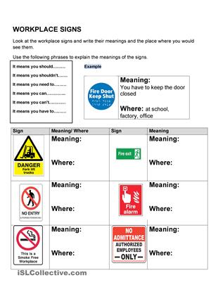 Printable Community Signs Worksheets