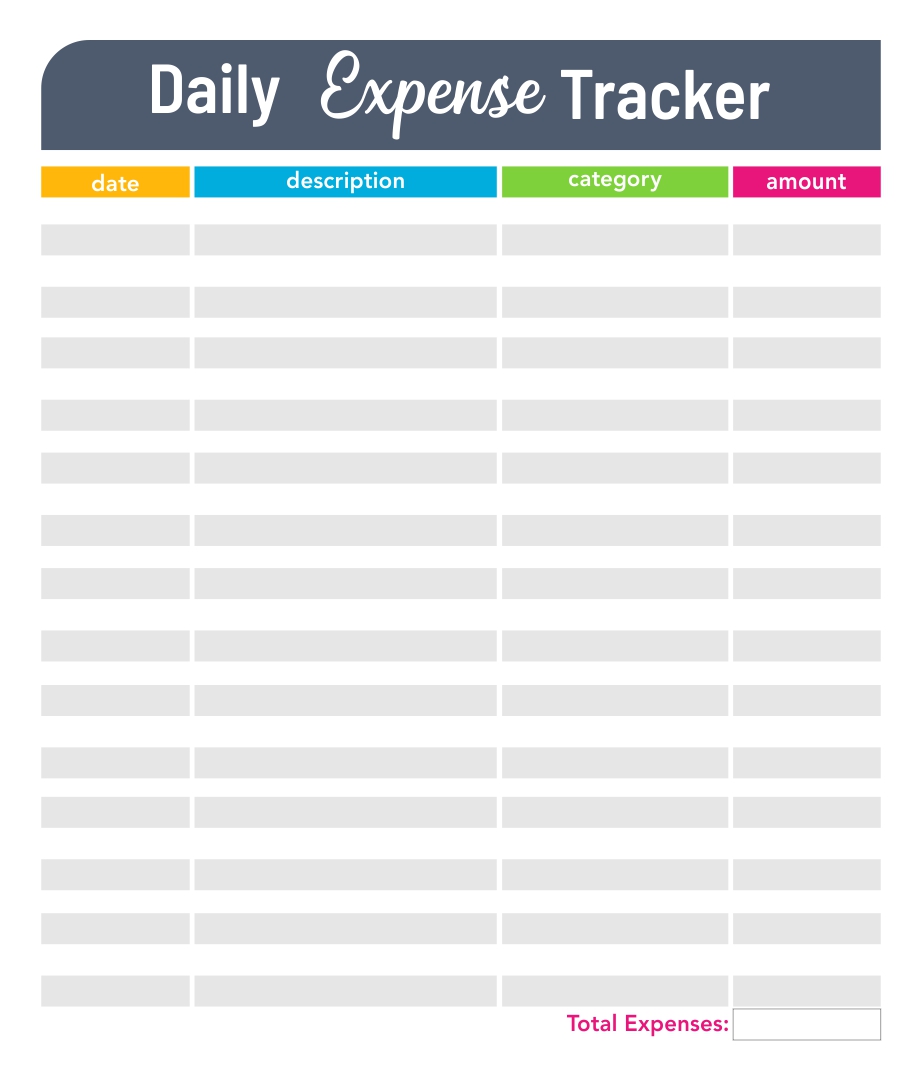 printable daily expense tracker