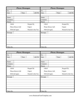 Printable Phone Message Template