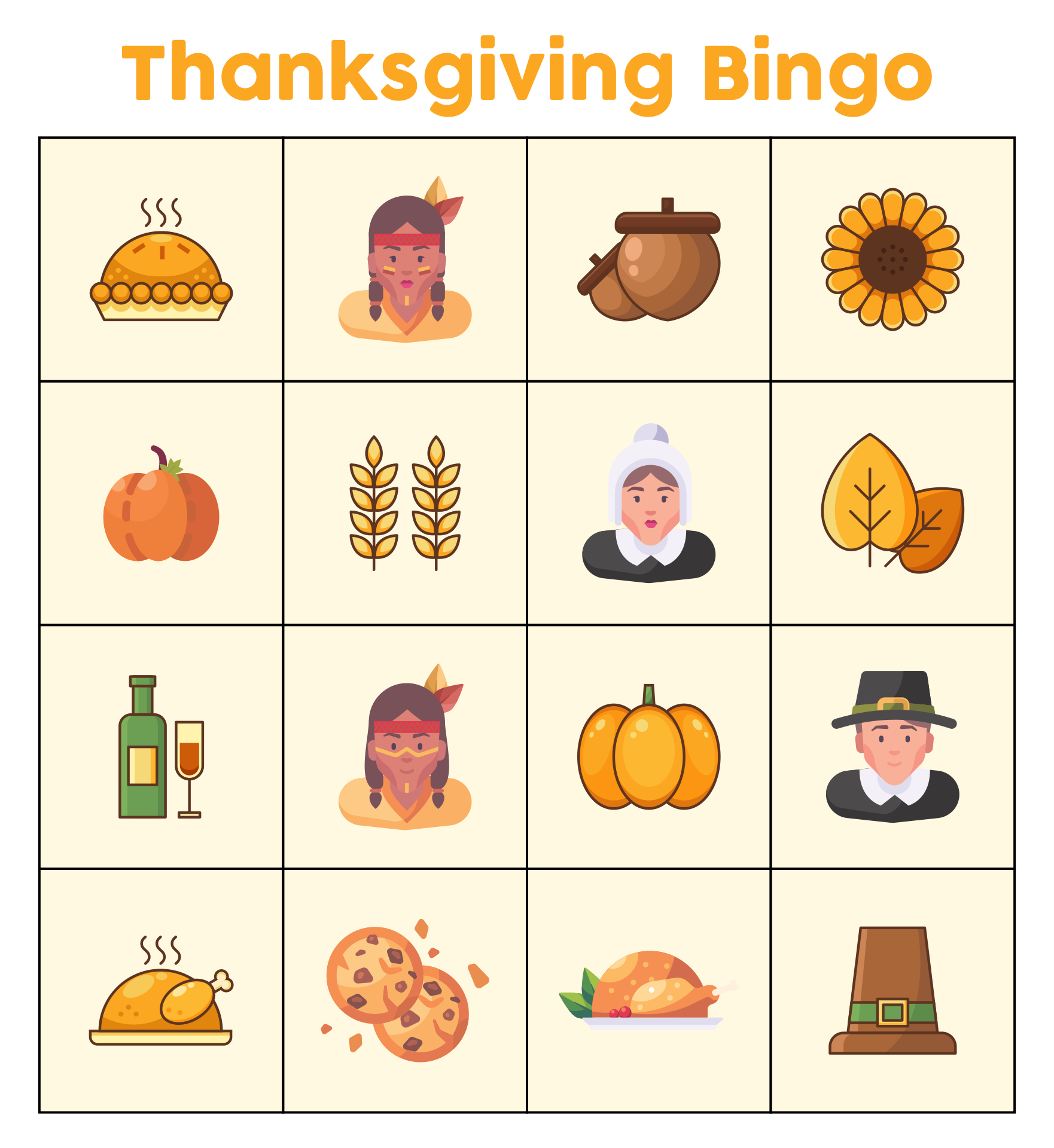Free Printable Thanksgiving Bingo Pdf