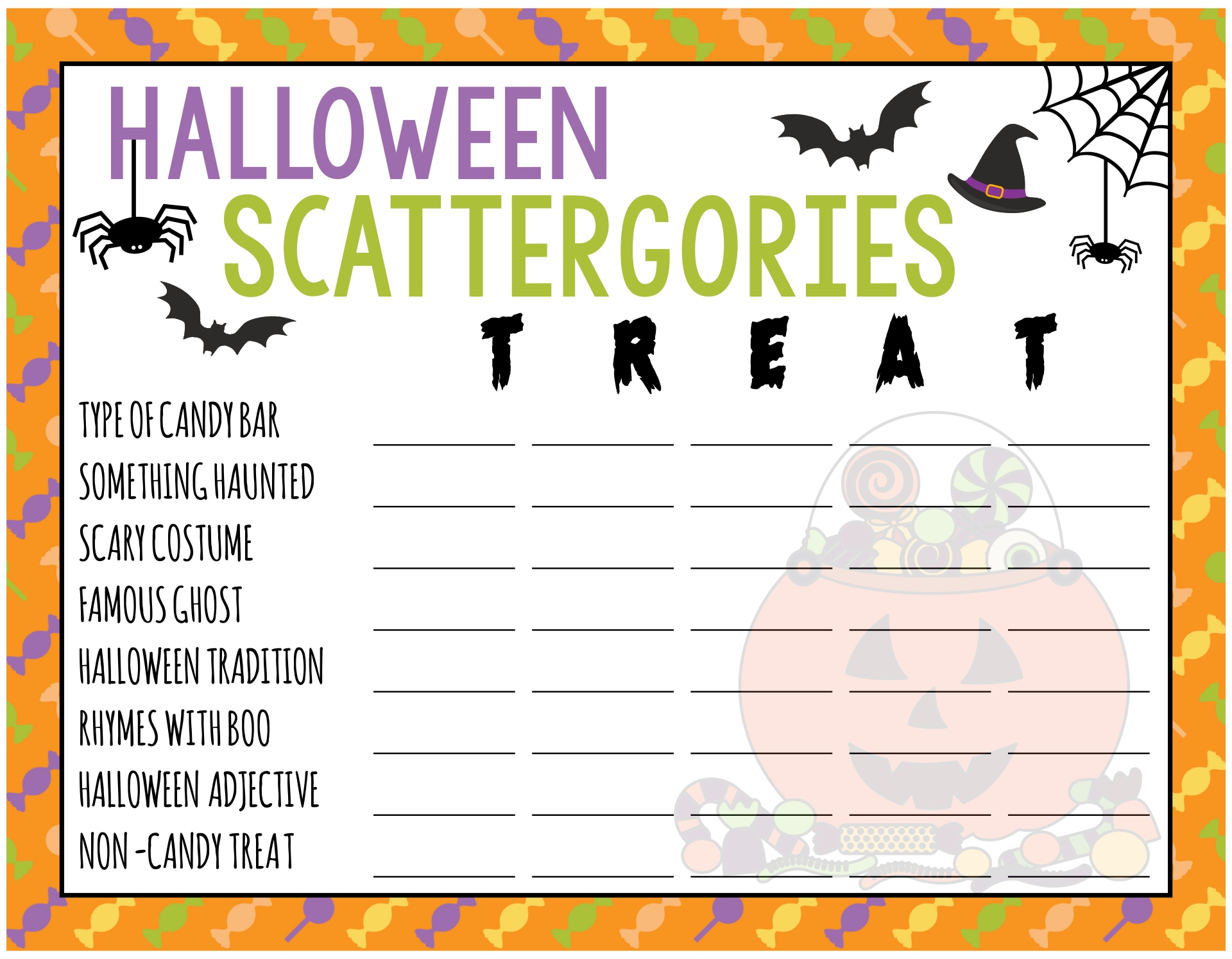 questions for halloween scattergories for kids