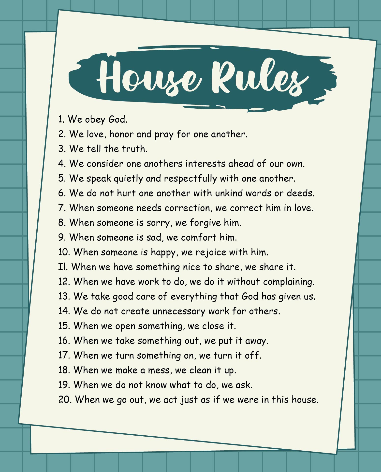 House Rules List 17261 