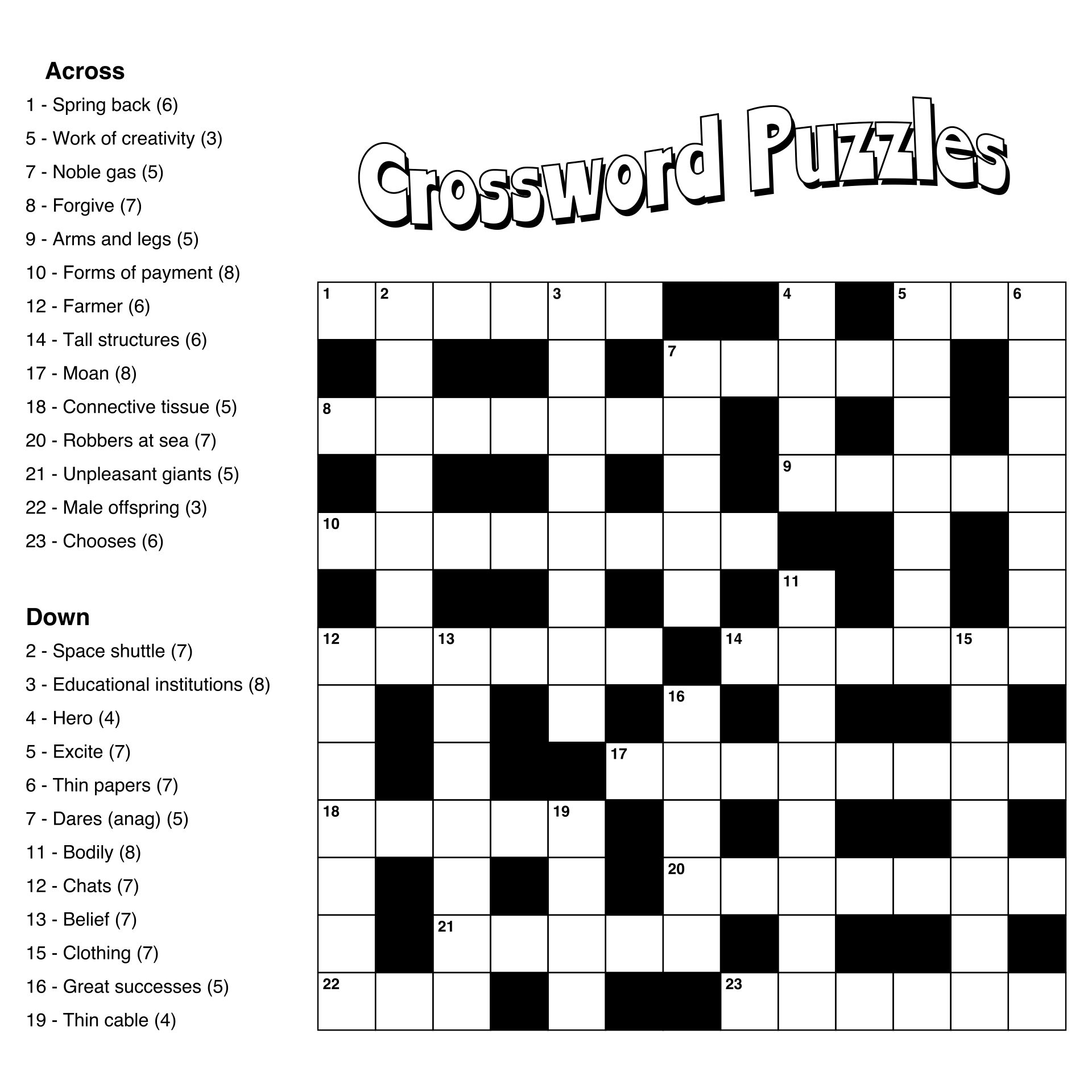 Printable Crossword Puzzles Categories Printable Crossword Puzzles 10 