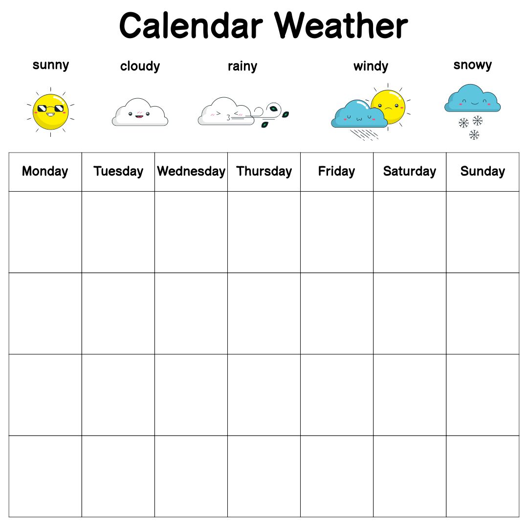 Monthly Weather Chart Kindergarten 10 Free PDF Printables Printablee
