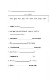 CVCe Worksheets First Grade Printables