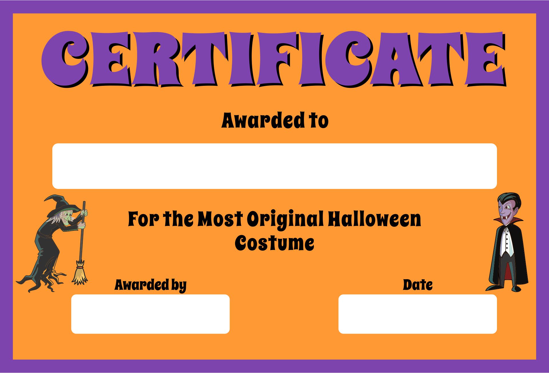 Free Printable Halloween Costume Award Certificates PRINTABLE TEMPLATES