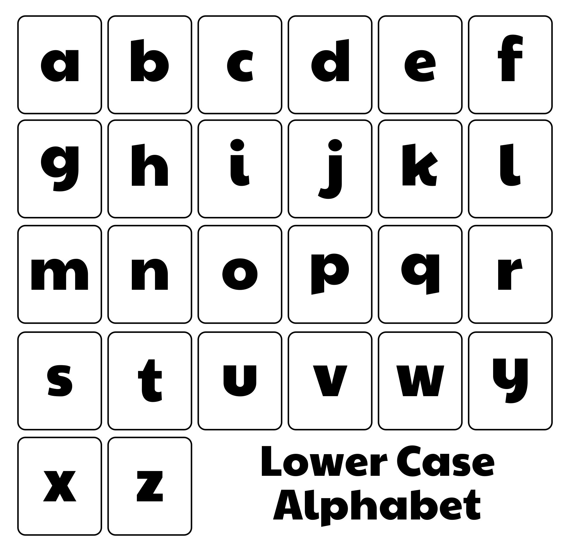 Printable Lower Case Alphabet Flash Cards