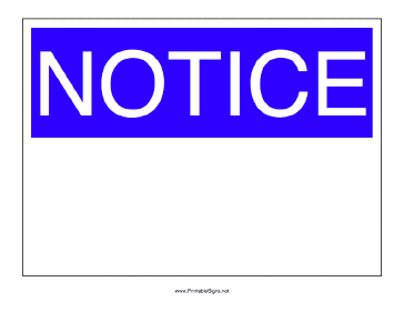 Notice Sign Template Printable