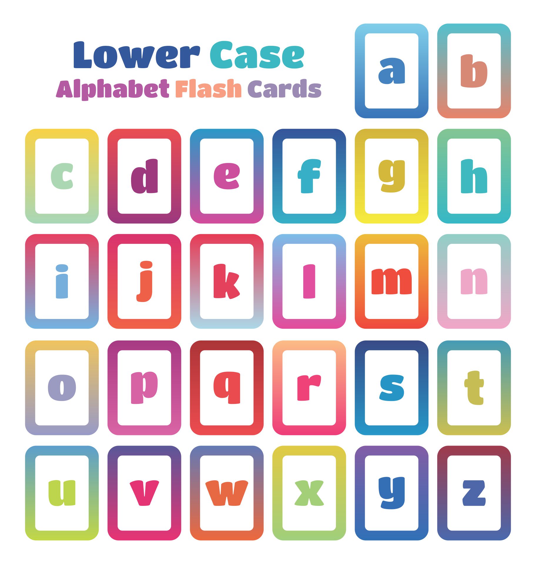 Printable Lower Case Alphabet Flash Cards