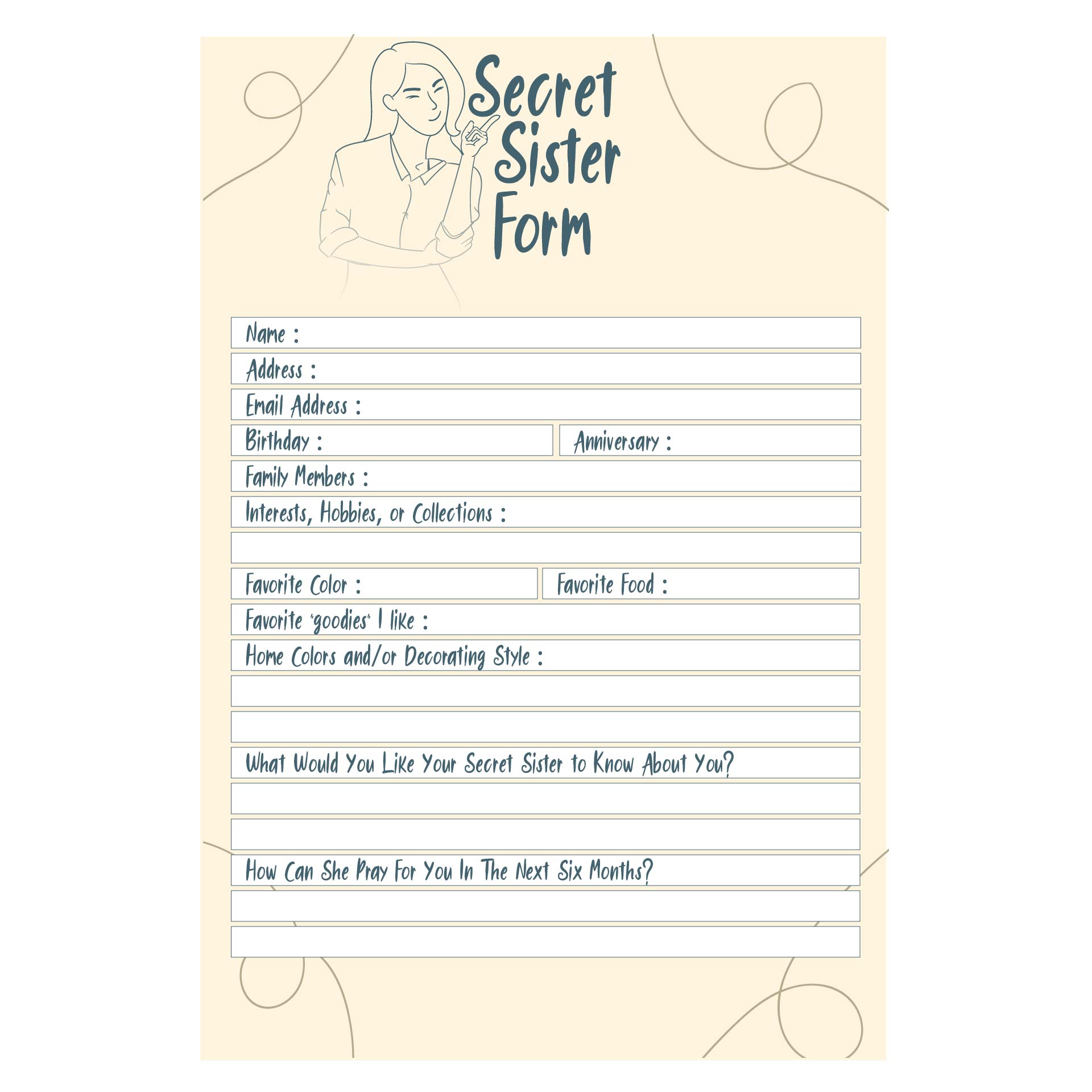 7 Best Secret Sister Forms Printable Printablee Com