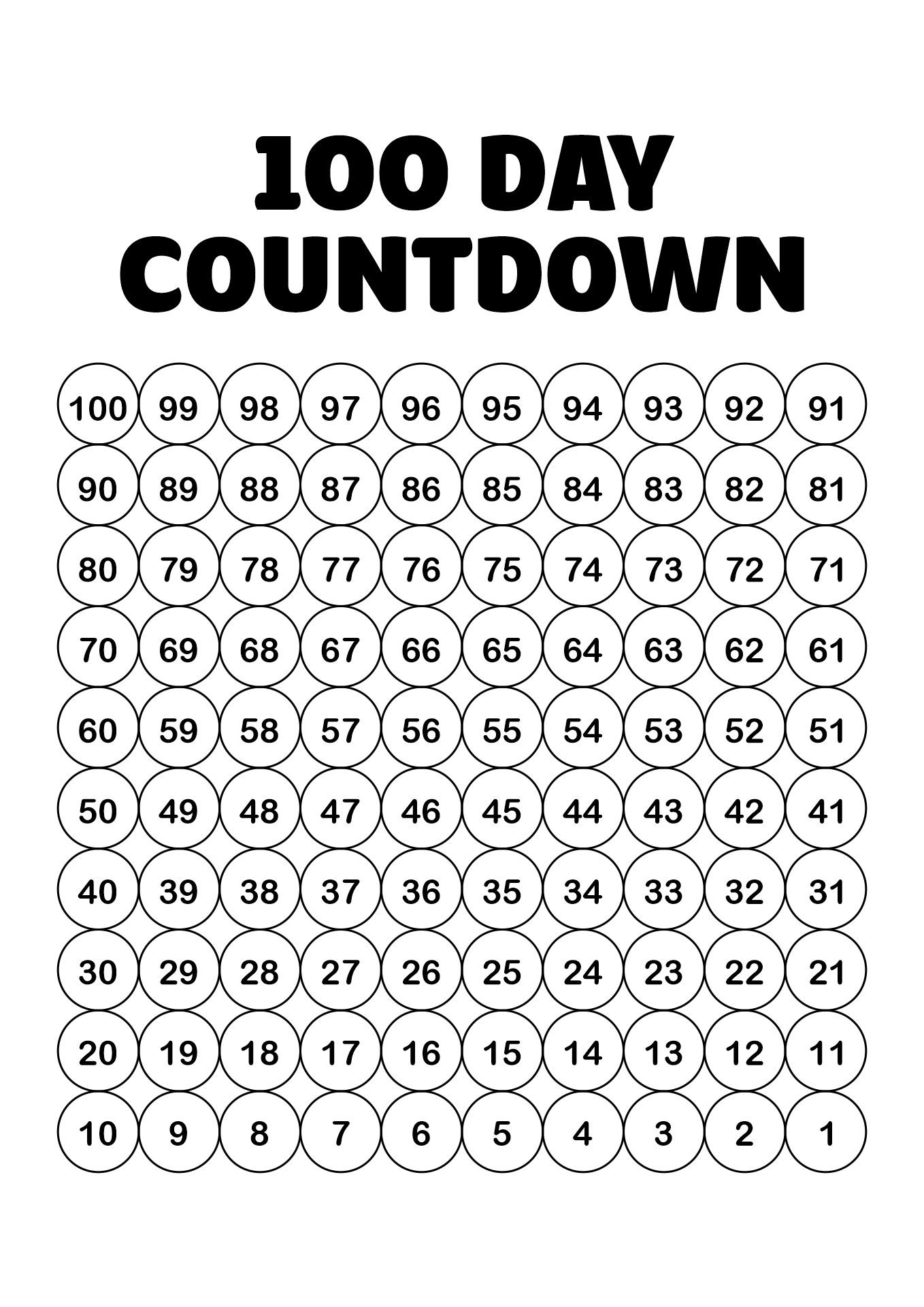 10 Best From 100 Countdown Printable PDF For Free At Printablee