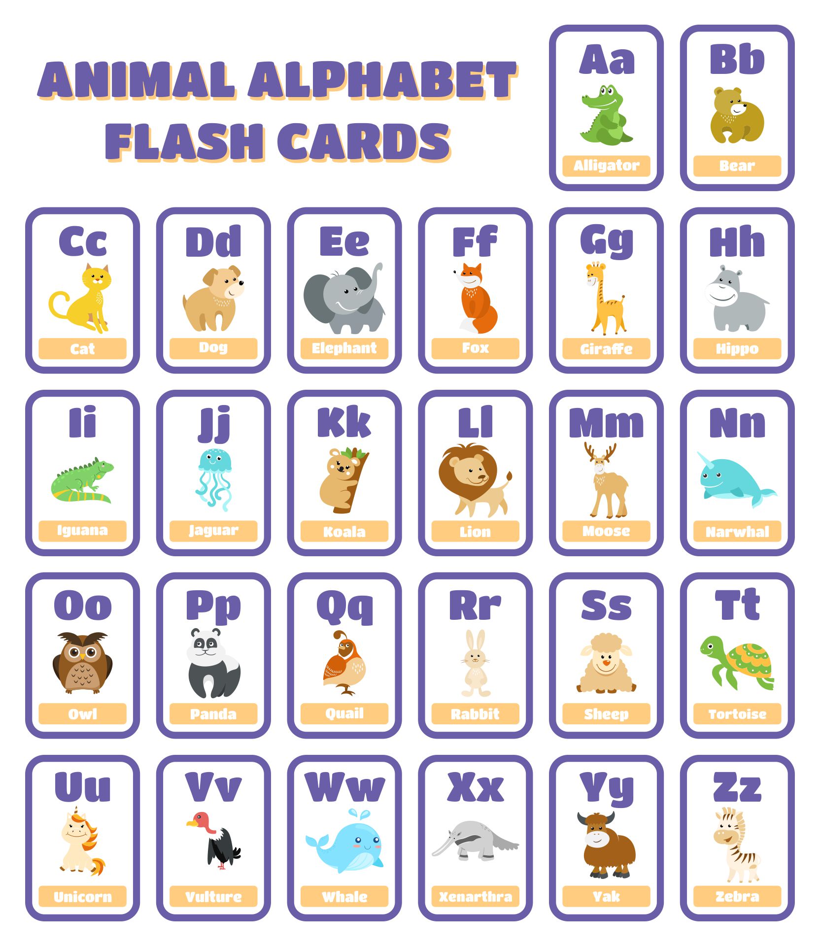 Animal Flash Cards - 10 Free PDF Printables | Printablee