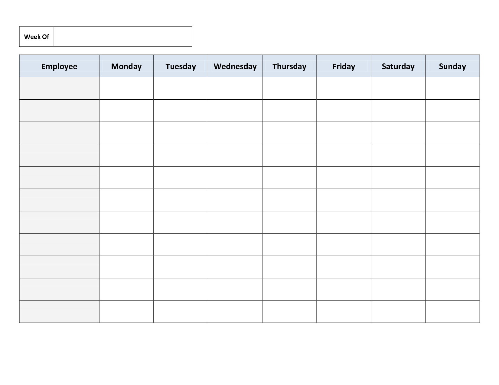 Weekly Work Schedule 10 Free PDF Printables Printablee