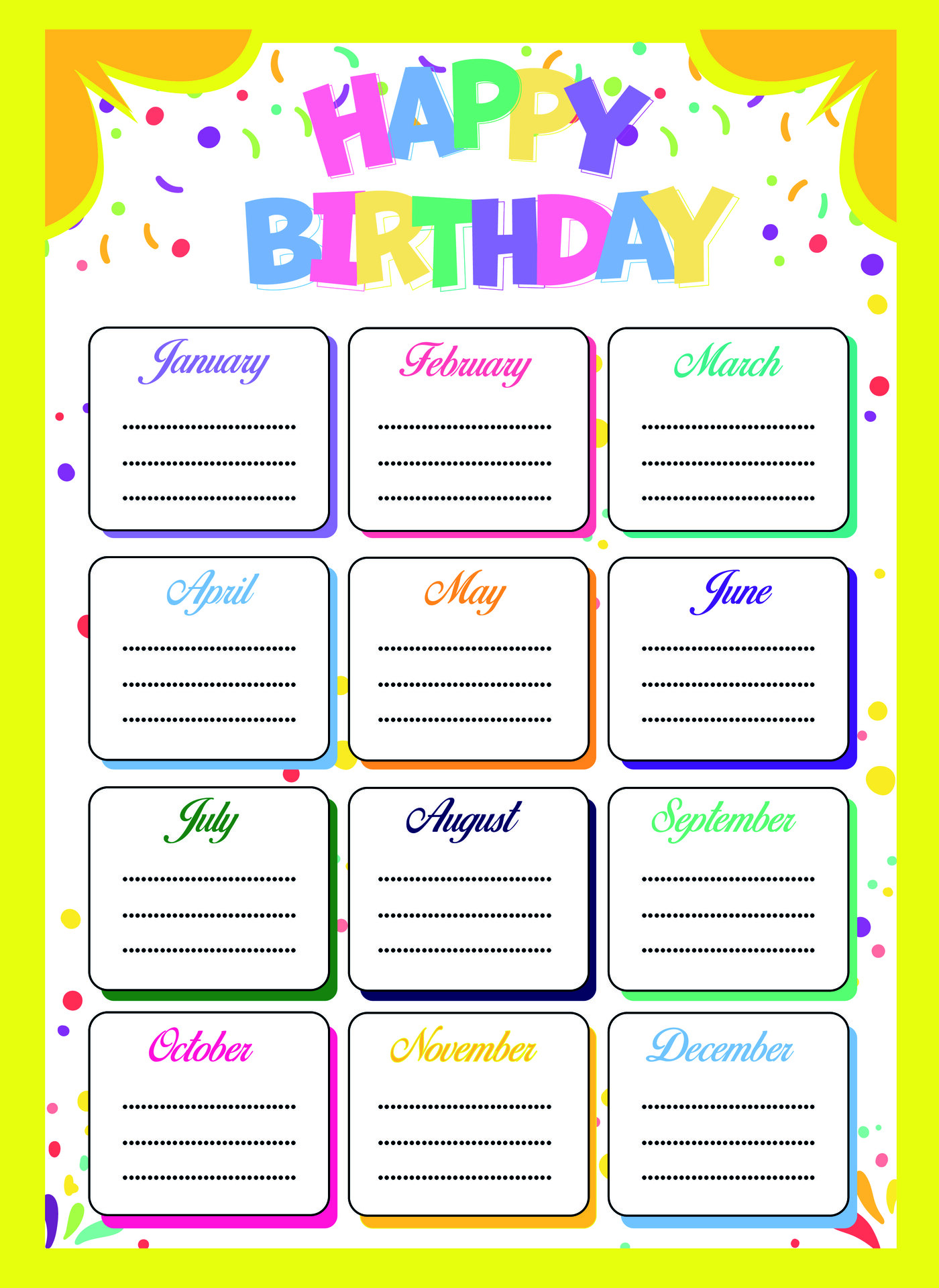 Birthday Chart Printable Francesco Printable