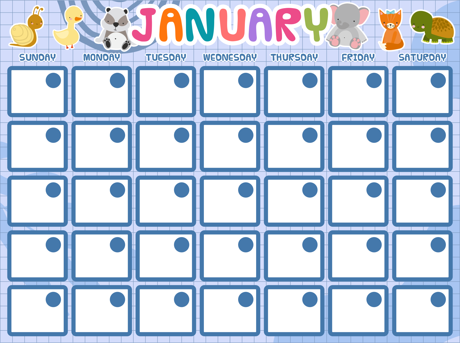 Cute Monthly Calendar Printable