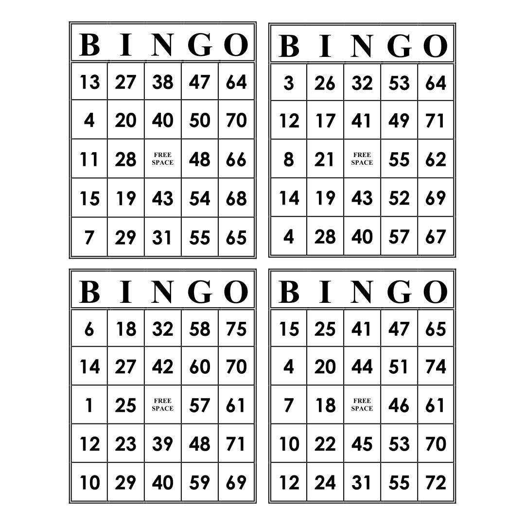 free printable bingo cards with numbers