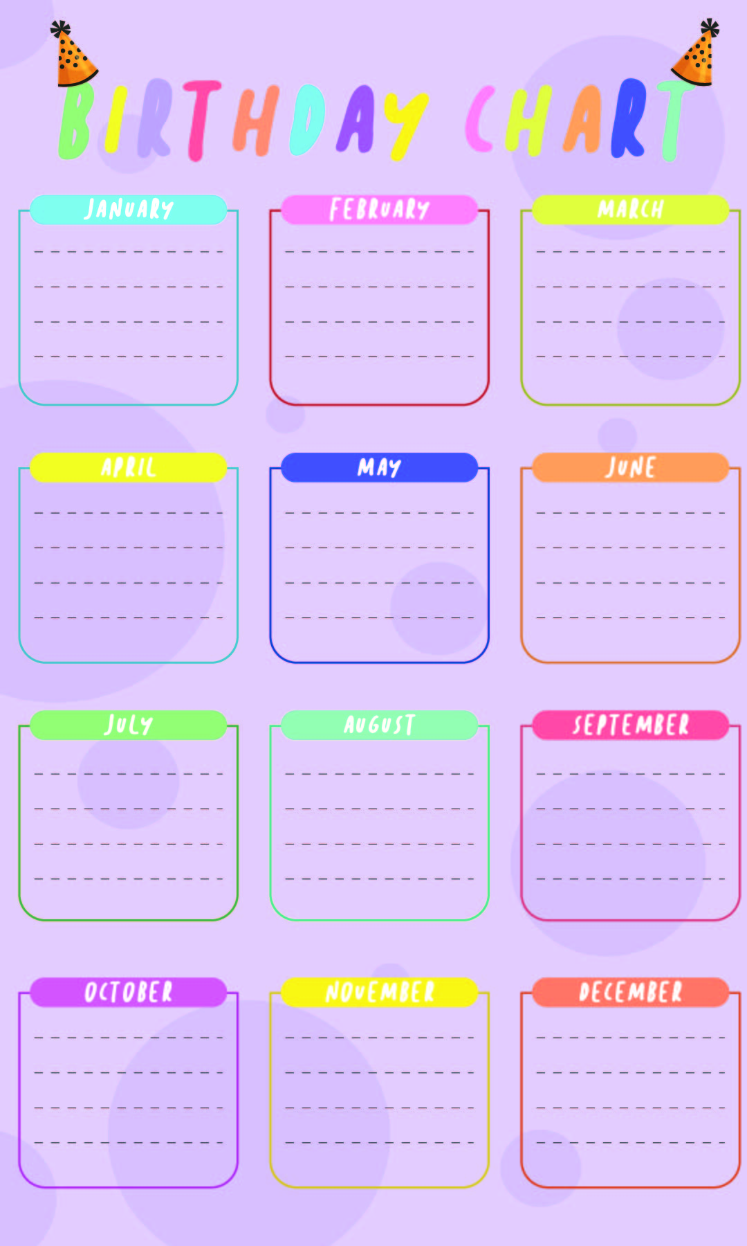 Free Printable Birthday Chart Printable Templates