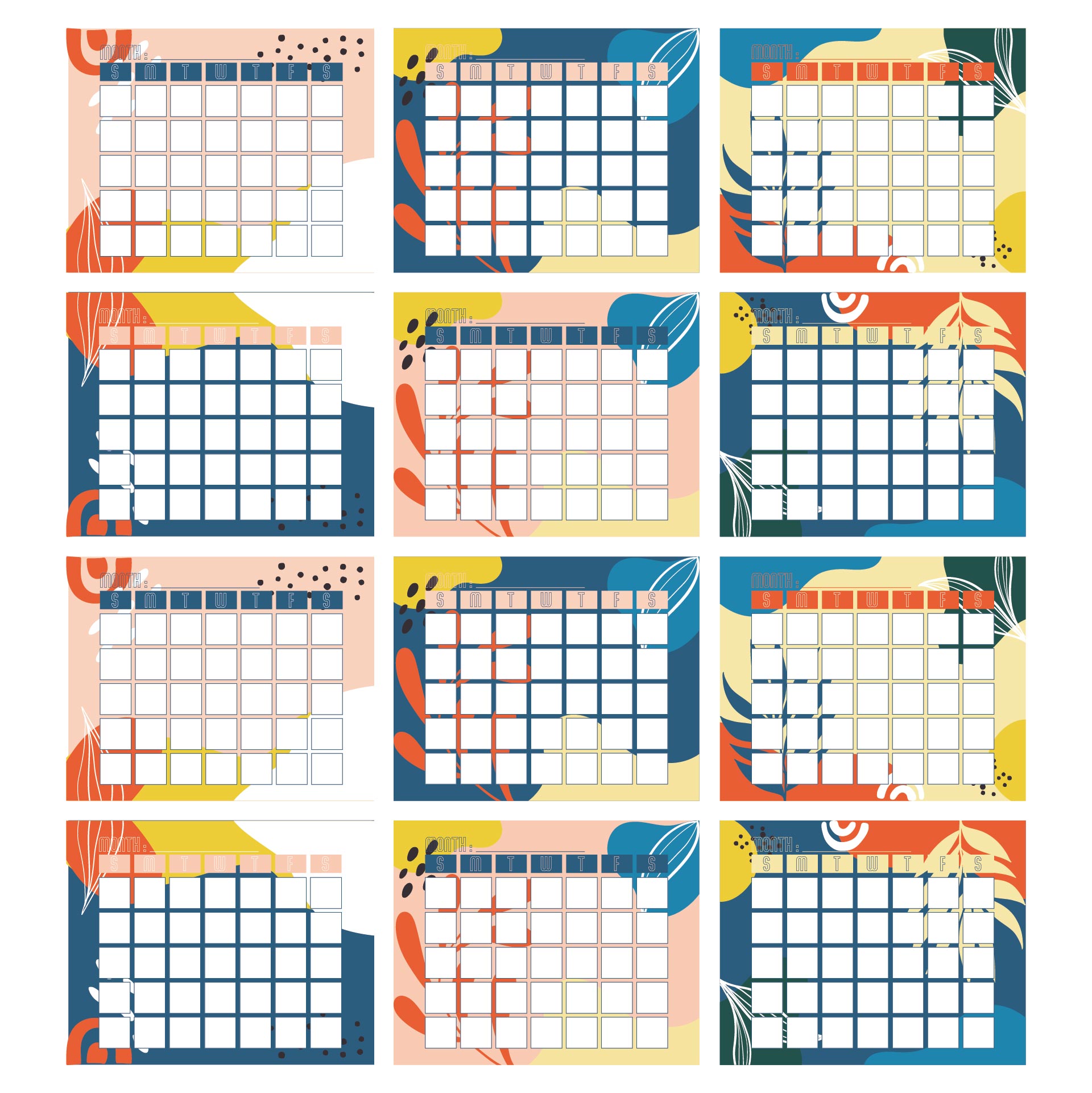 Kindergarten Monthly Calendar