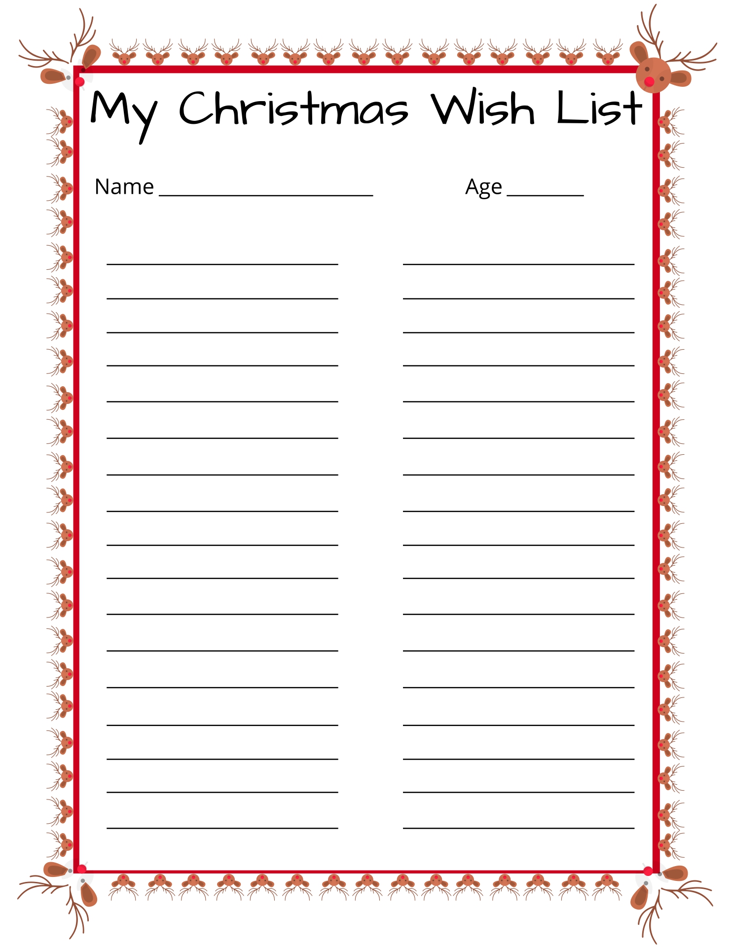 Printable Christmas List Template Free Printable World Holiday