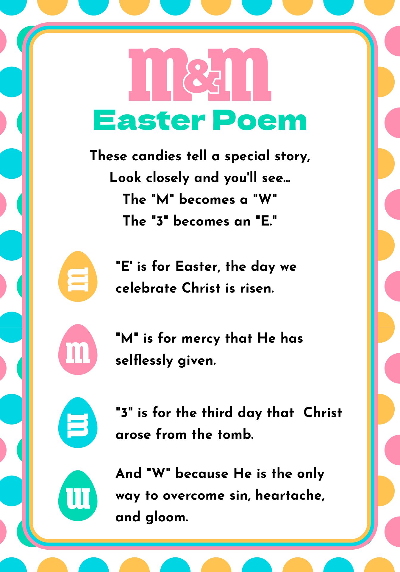 Printable M M Easter Poem
