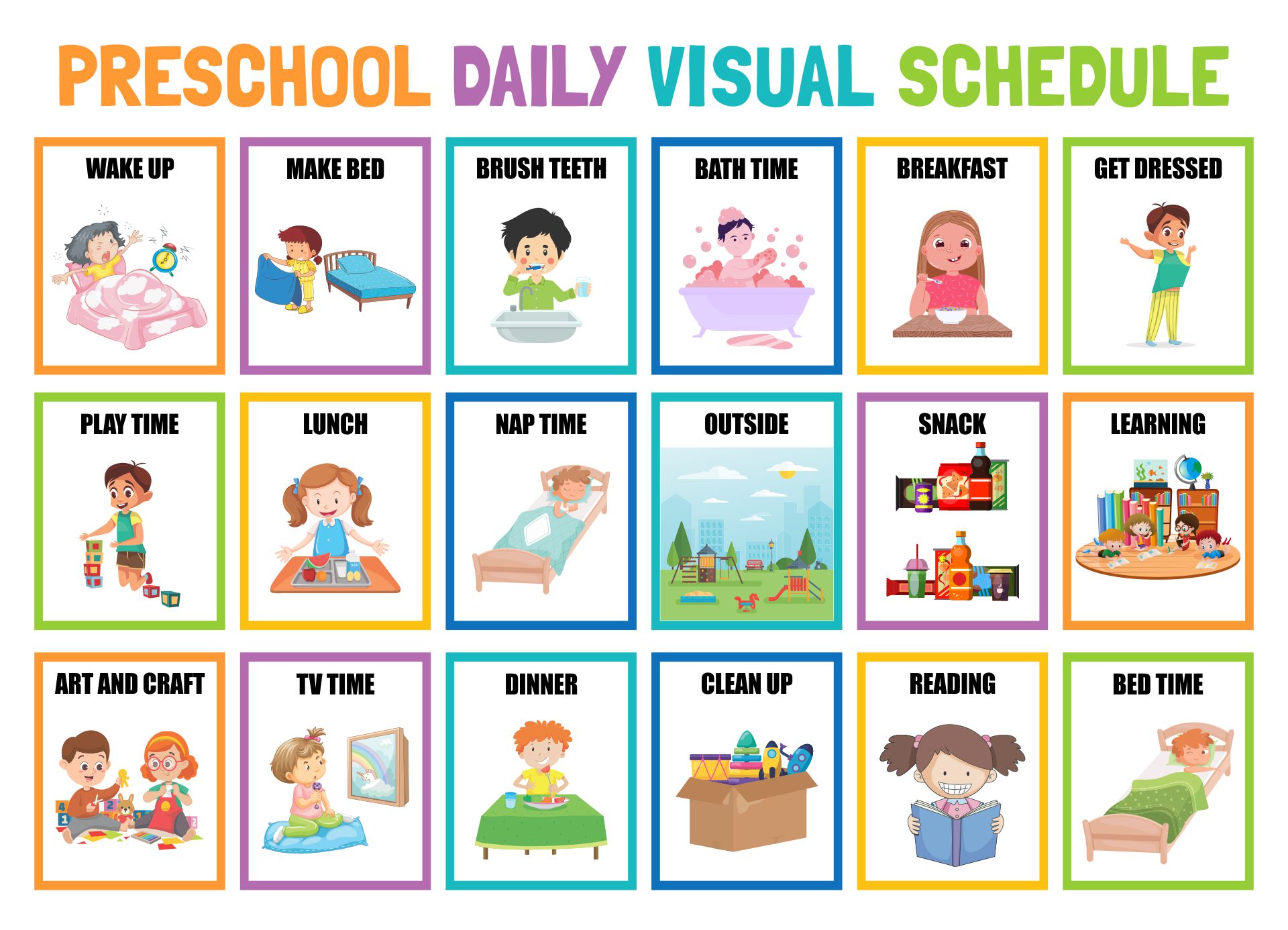 free printable daily schedule pictures for preschool