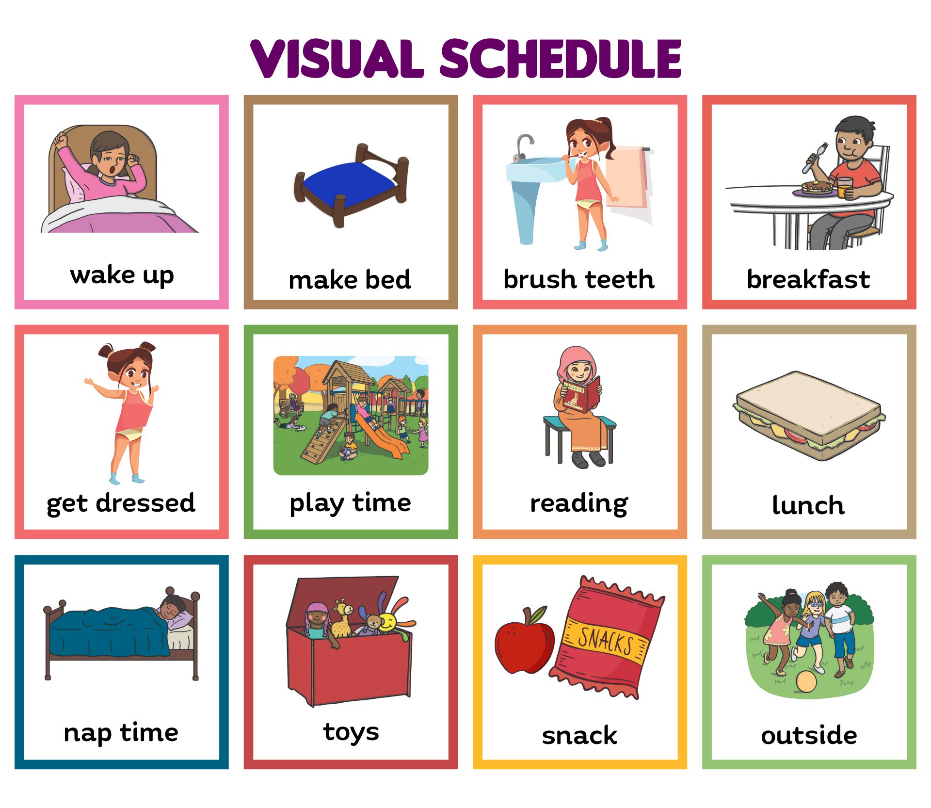 Free Printable Visual Schedule For Kindergarten Web Editable Visual